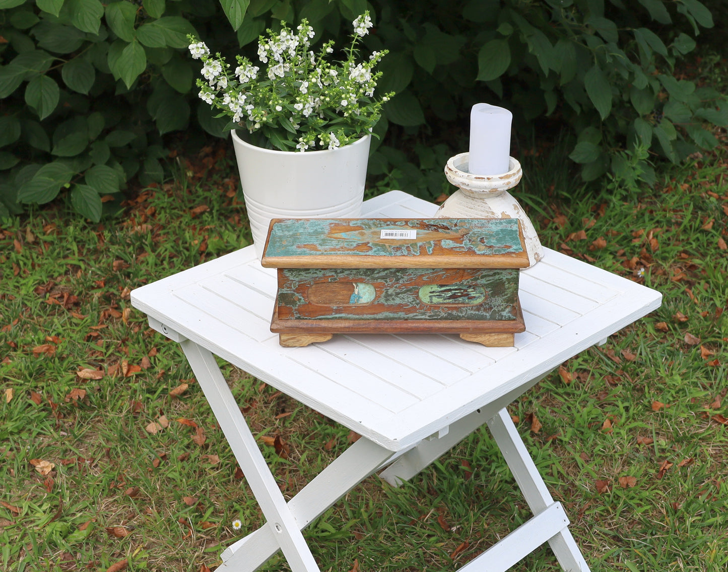 Scatola decorativa in legno, vecchia scatola in legno shabby chic per riporre oggetti, scatola
