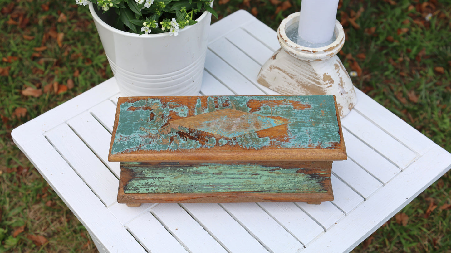 Scatola decorativa in legno, vecchia scatola in legno shabby chic per riporre oggetti, scatola