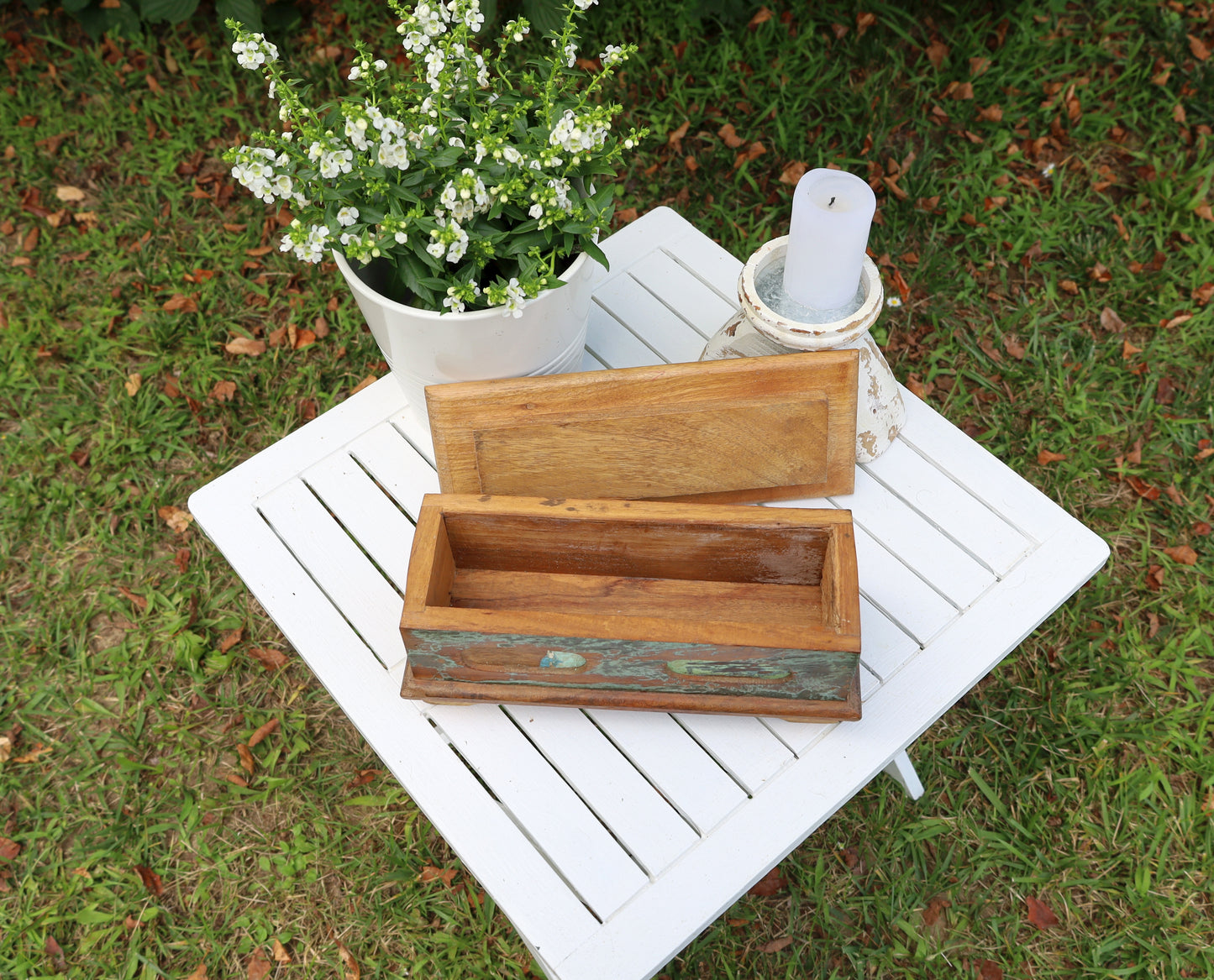 Scatola decorativa in legno, vecchia scatola in legno shabby chic per riporre oggetti, scatola
