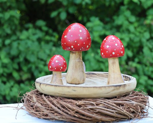 Decorazione autunnale in legno di agarico muscario 