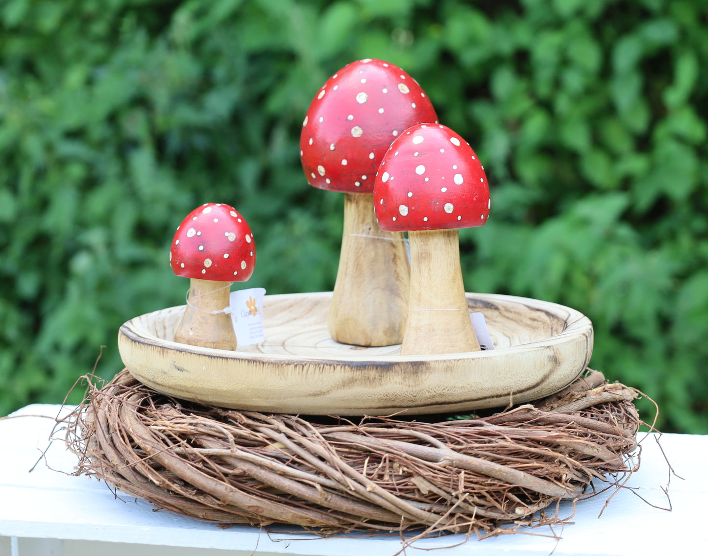 Decorazione autunnale in legno di agarico muscario 