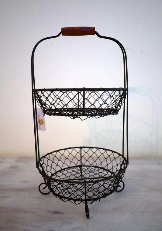Cesto di frutta / fruttiera, supporto a più livelli con cestini in filo metallico, contenitore per la cucina