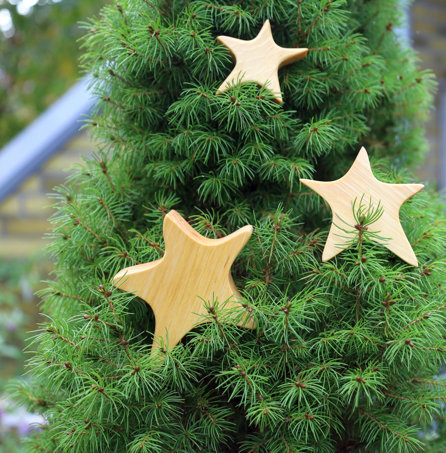 Set di 3 stelle in legno, decorazione natalizia