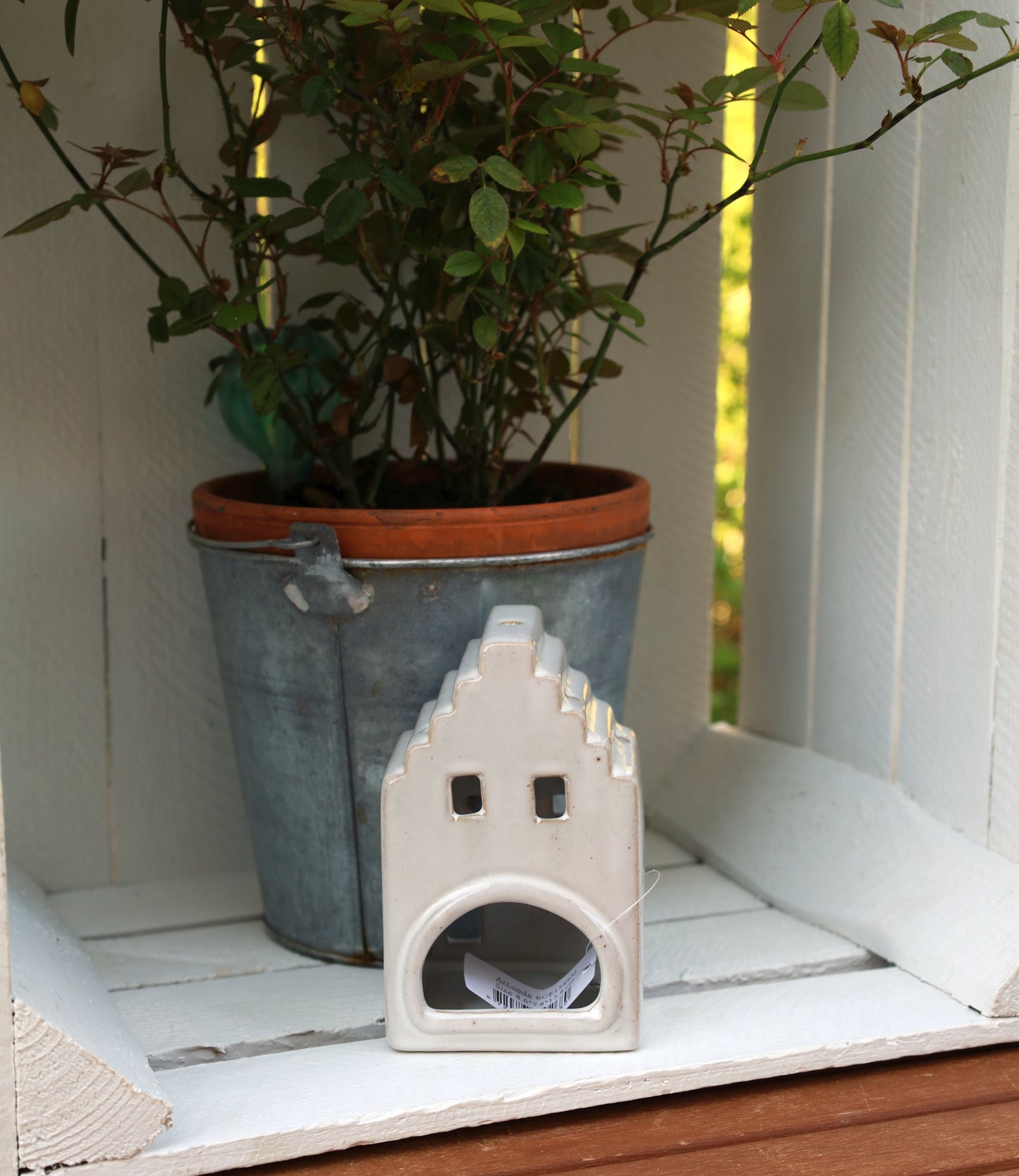 Portacandele in ceramica a forma di casa