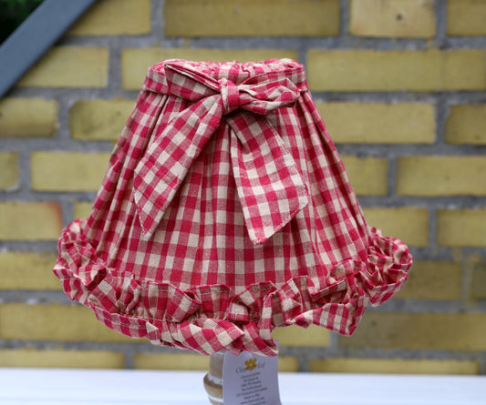 Paralume in cotone con motivo a quadri rosso-beige