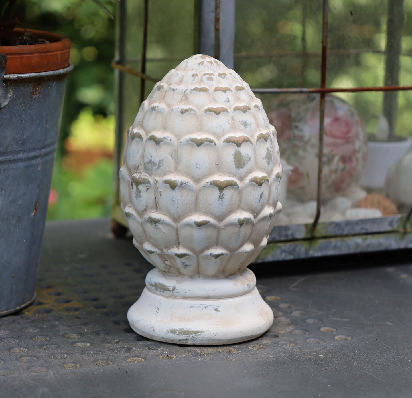 Pigne in terracotta, decorazione da giardino in stile country