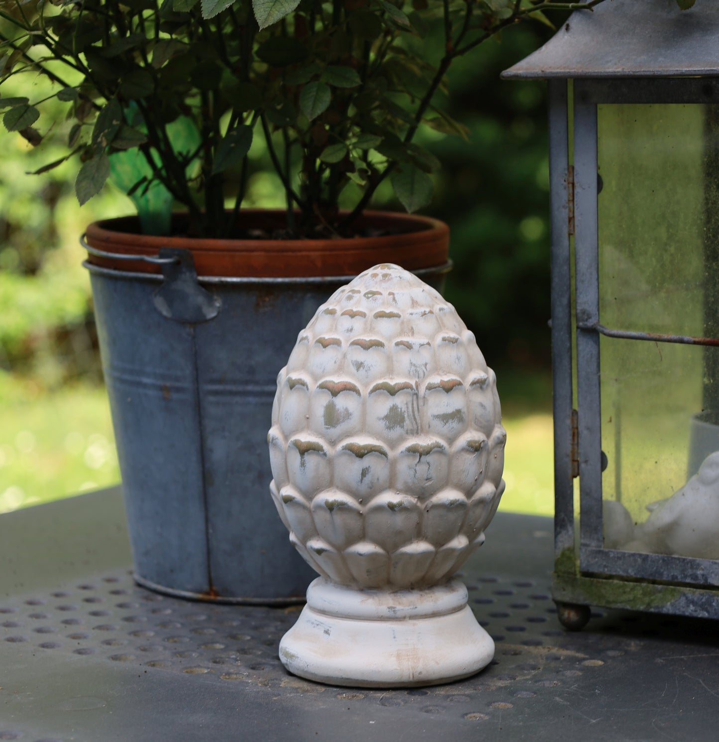 Pigne in terracotta, decorazione da giardino in stile country