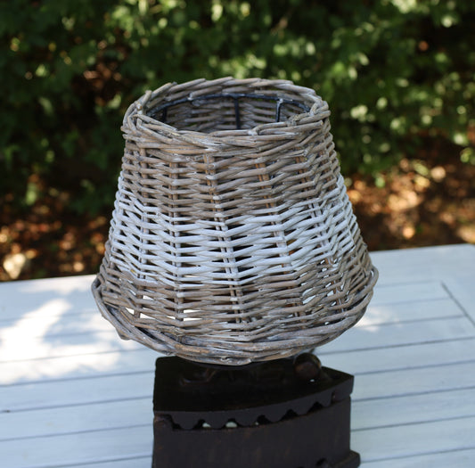 Paralume in rattan marrone/bianco, varie misure da combinare