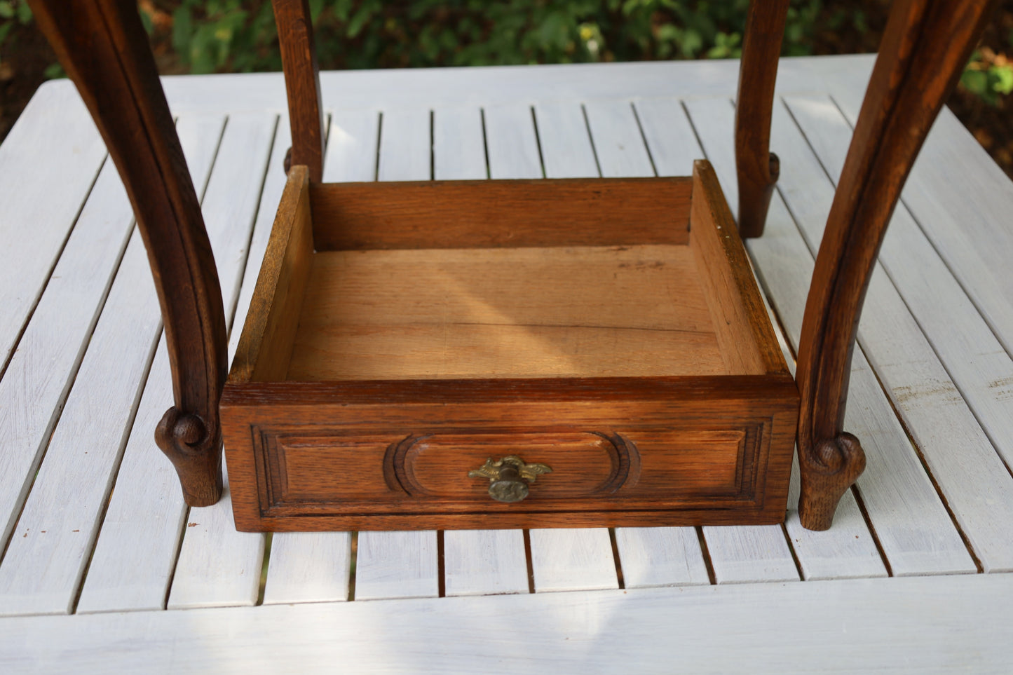 Comodino/mobiletto antico in stile Luigi XV, circa 1870 - 1890, in legno marrone