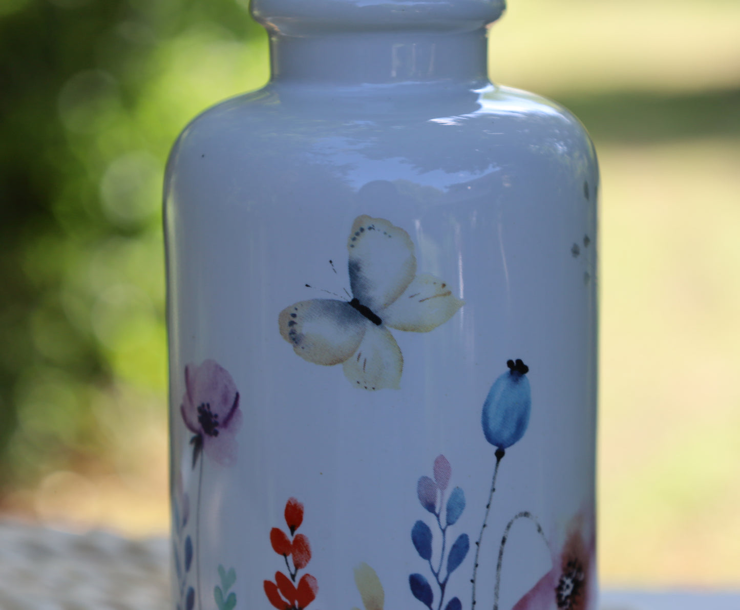 Dispenser di sapone con motivo floreale in ceramica