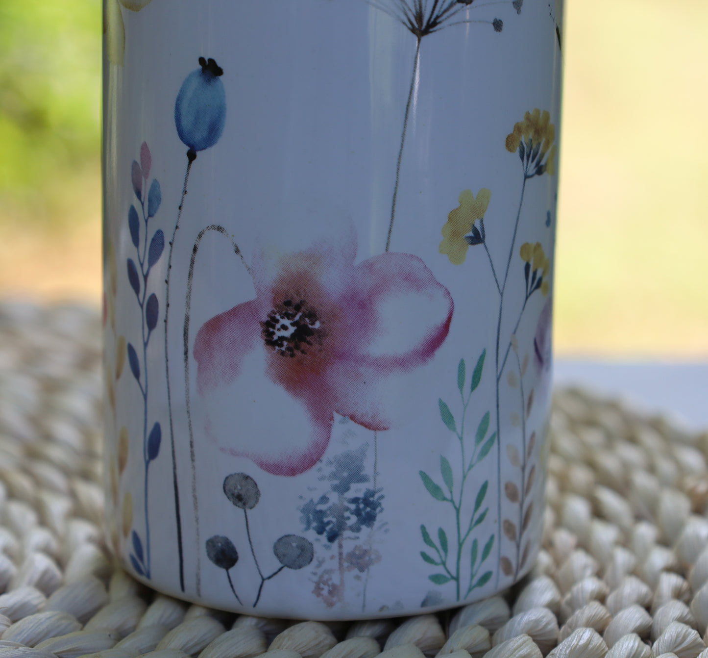 Dispenser di sapone con motivo floreale in ceramica