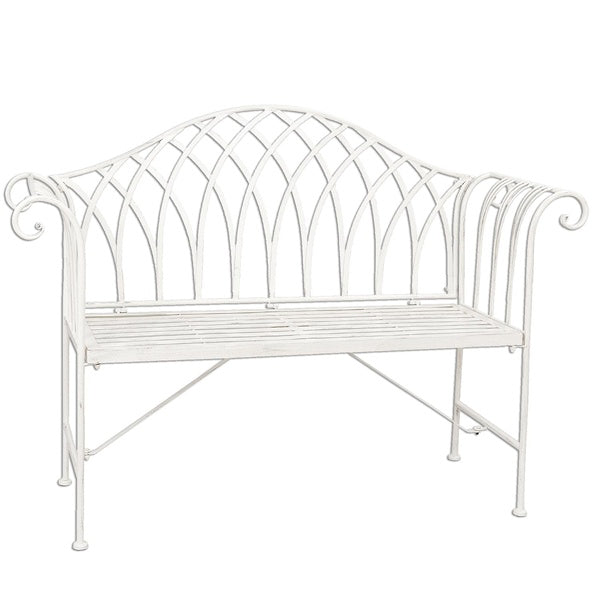 Panca da giardino in stile rustico in ferro bianco