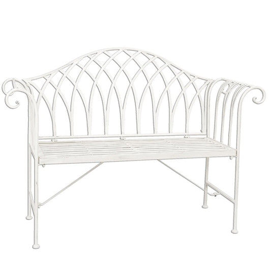 Panca da giardino in stile rustico in ferro bianco