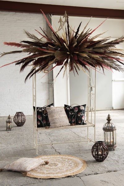 Arco per rose con panca in ferro beige in stile rustico