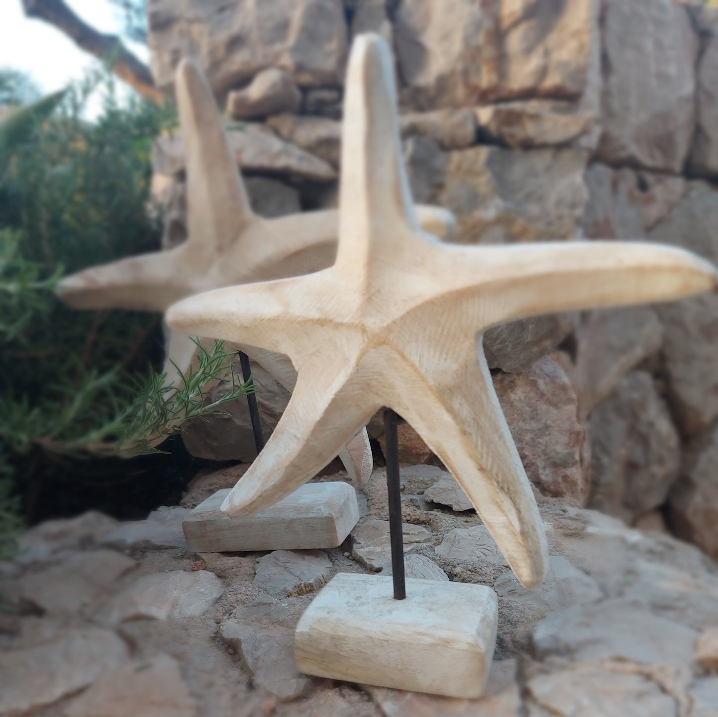 Graziosa stella marina in legno per decorazioni marittime 