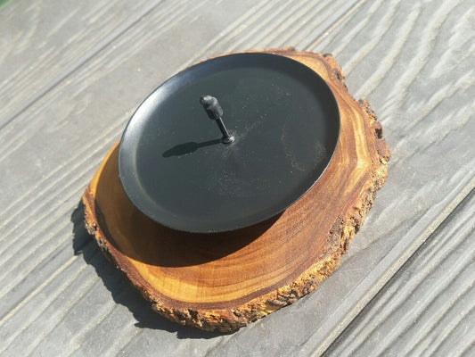 Portacandele / candeliere in legno d'ulivo 