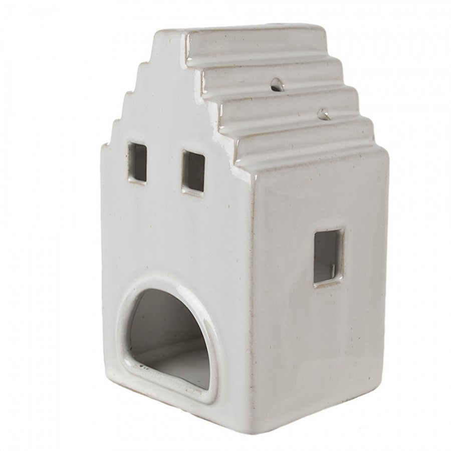 Portacandele in ceramica a forma di casa