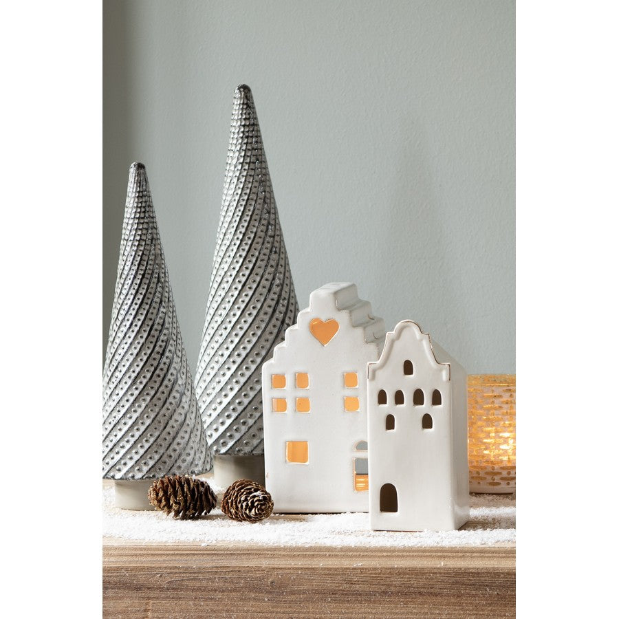 Portacandele in ceramica a forma di casa