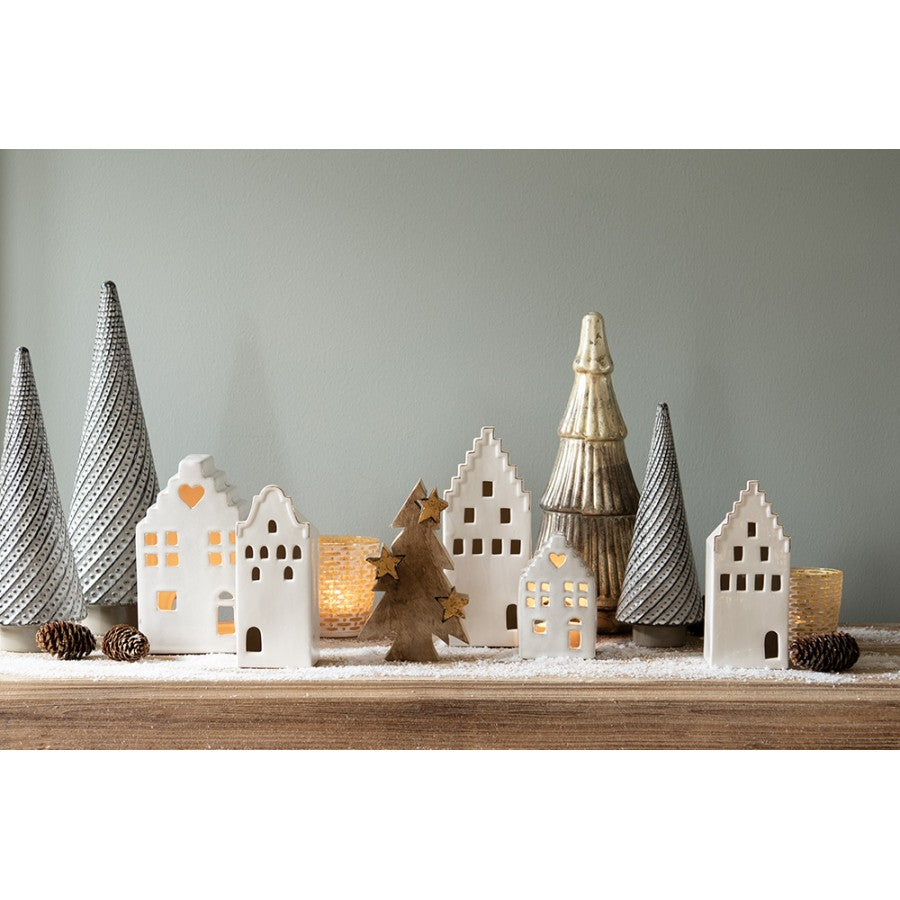 Portacandele in ceramica a forma di casa