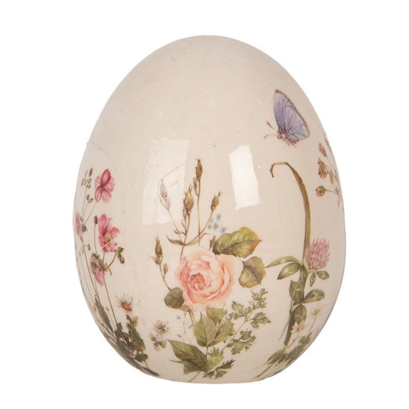 Decorazione primaverile per uova di Pasqua con prati fioriti in ceramica, Clayre &amp; Eef