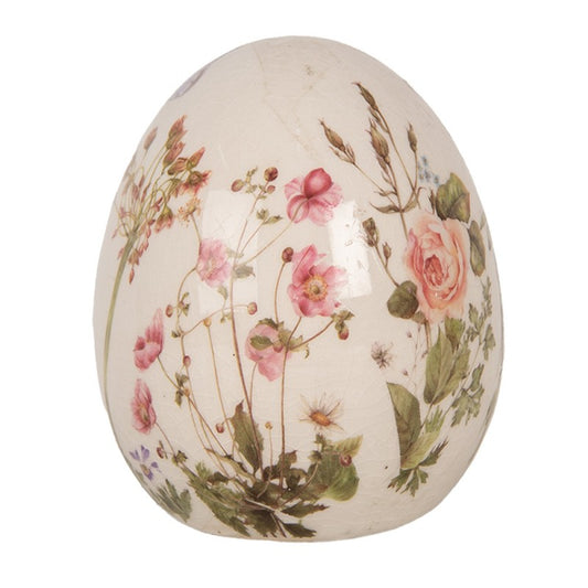 Decorazione primaverile per uova di Pasqua con prati fioriti in ceramica, Clayre &amp; Eef