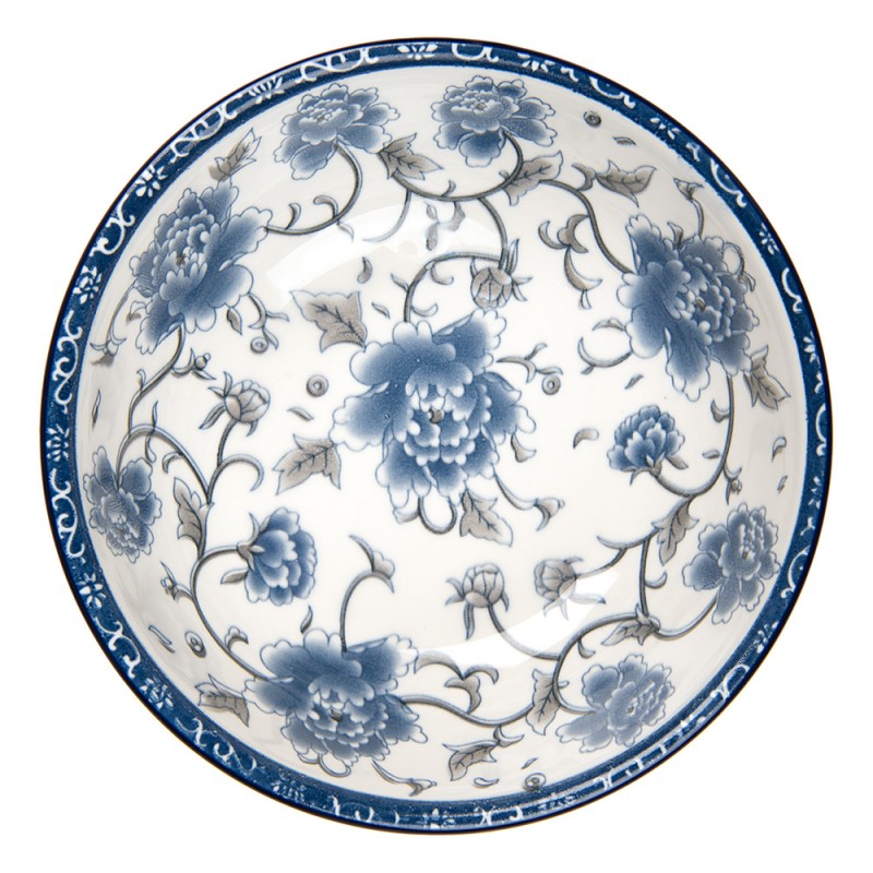 Ciotola in ceramica bianca e blu con motivo floreale