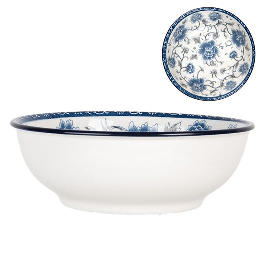 Ciotola in ceramica bianca e blu con motivo floreale