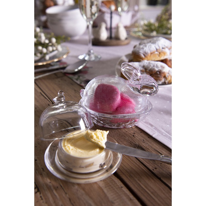 Butterdose aus Glas im Landhausstil