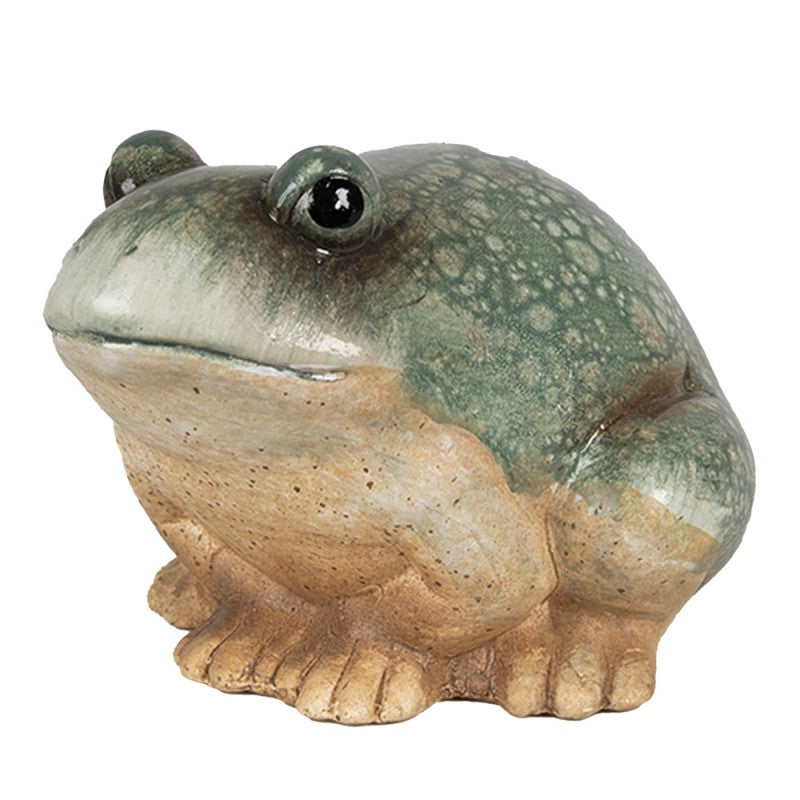 Rana in ceramica verde-marrone