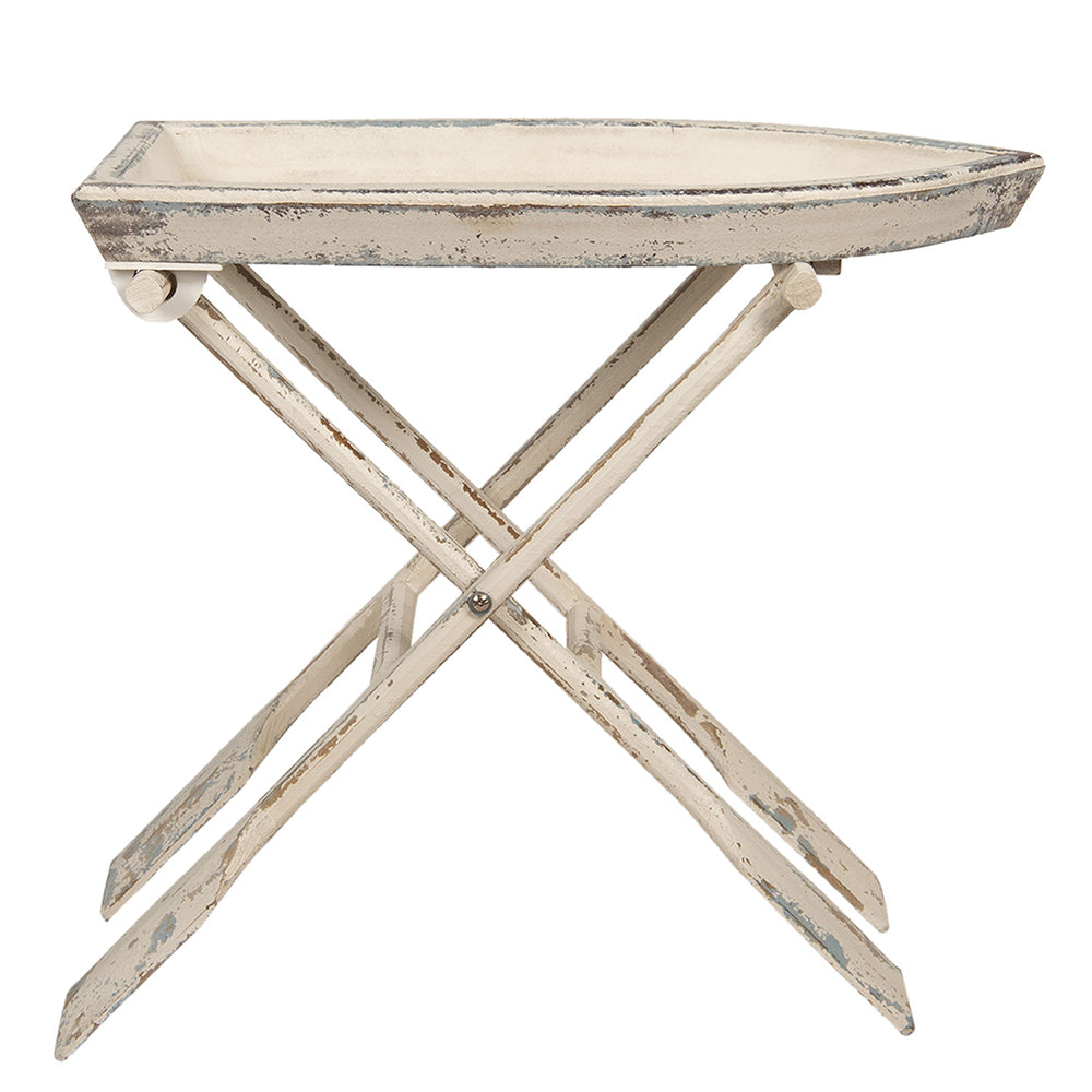 Beistelltisch Holz Weiß Shabby Chic Landhaus Klappbar Boot, Tischchen Clayre&Eef