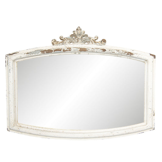 Specchio rettangolare in legno in stile rustico / Bianco / 72 x 55 cm / Shabby Chic