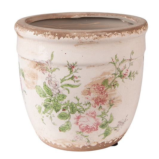 Blumentopf mit Rosen im Vintage Stil