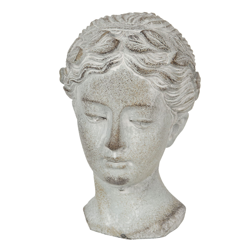 Busto femminile in pietra fusa per balcone in grigio 