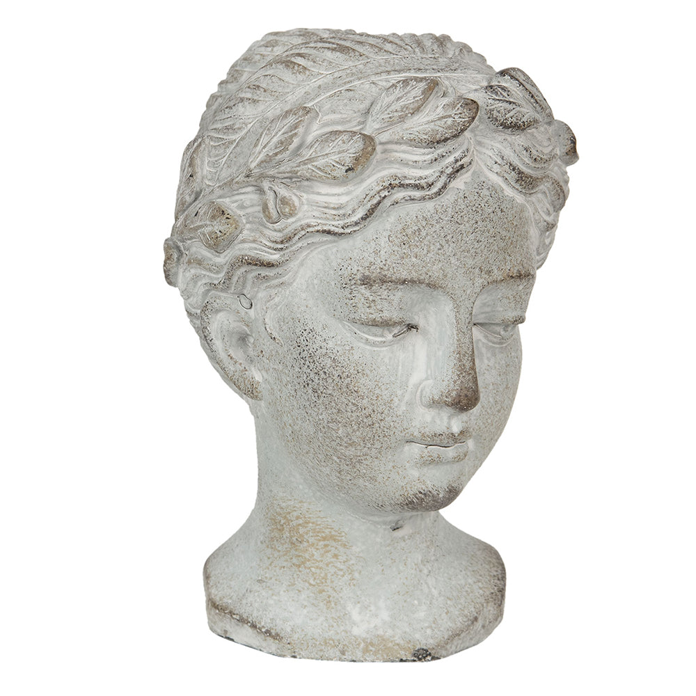 Busto femminile in pietra fusa per balcone in grigio 