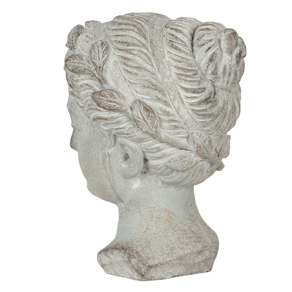 Busto femminile in pietra fusa per balcone in grigio 