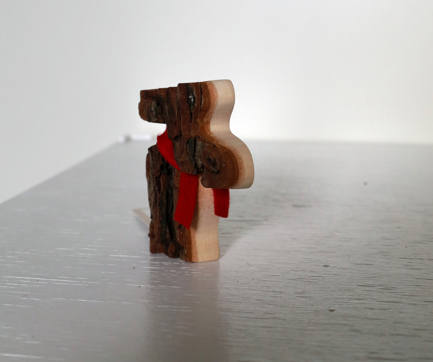 Decorazione invernale, alce/renna in legno di corteccia