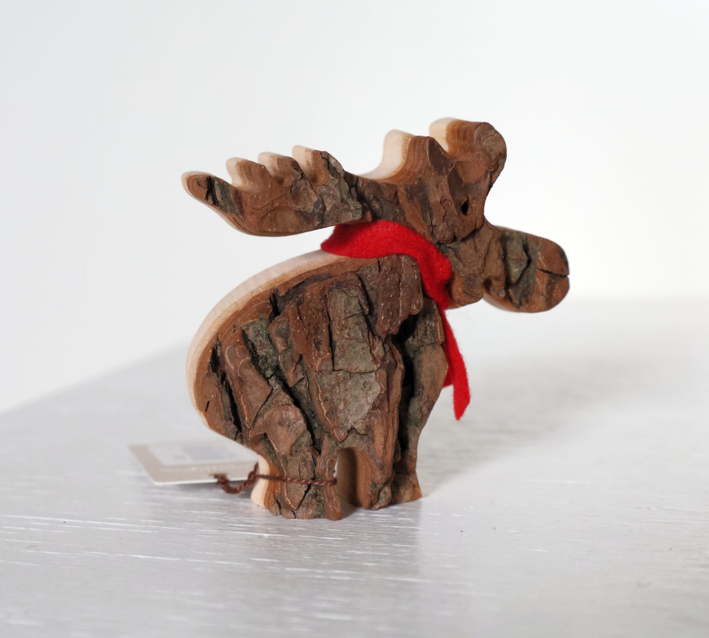 Decorazione invernale, alce/renna in legno di corteccia