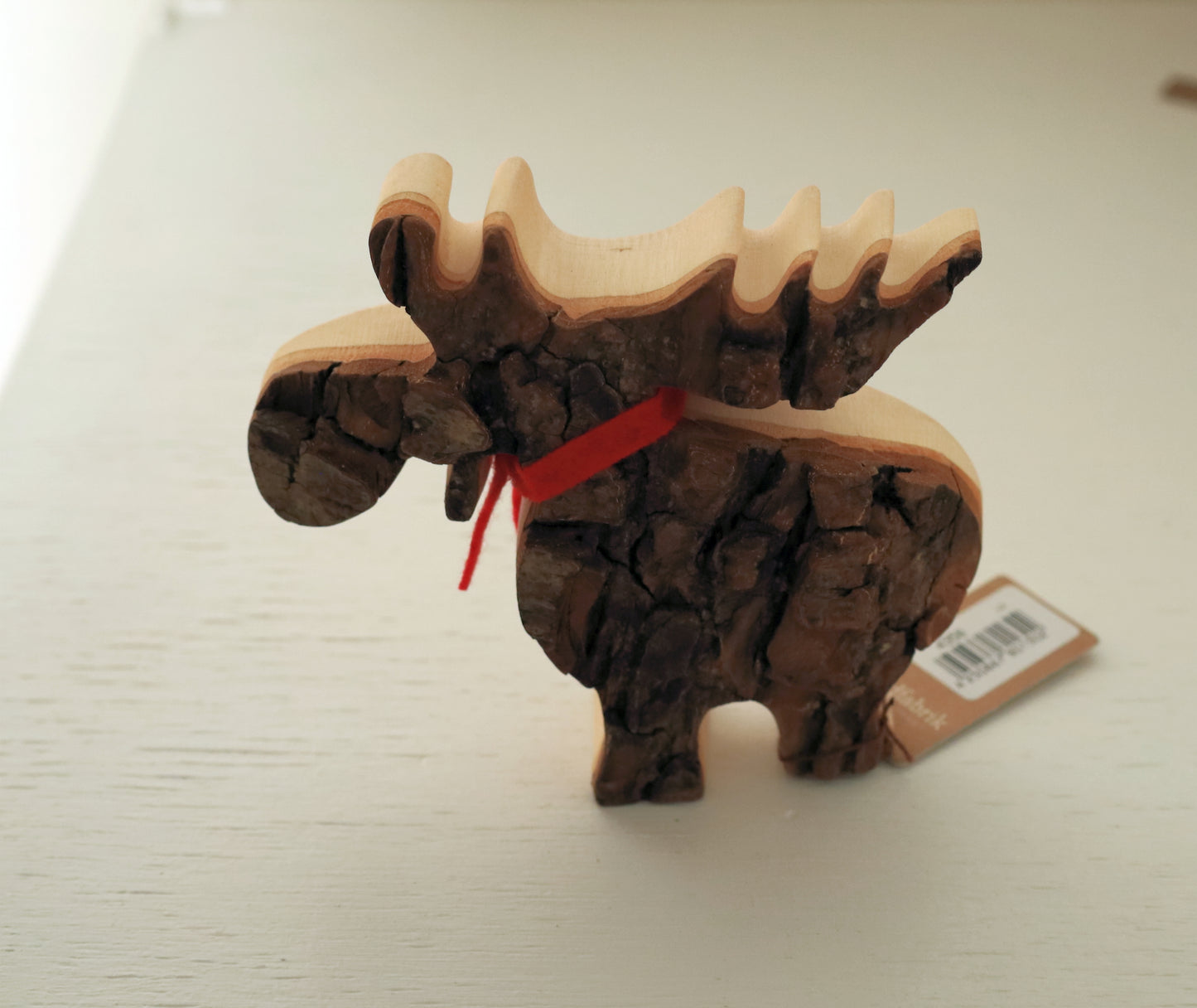 Decorazione invernale, alce/renna in legno di corteccia