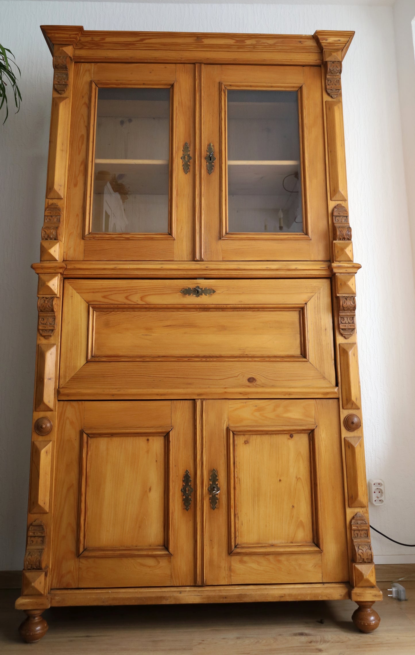Antiker Sekretär Weichholz Schreibschrank Gründerzeit, restauriert, wohnfertig