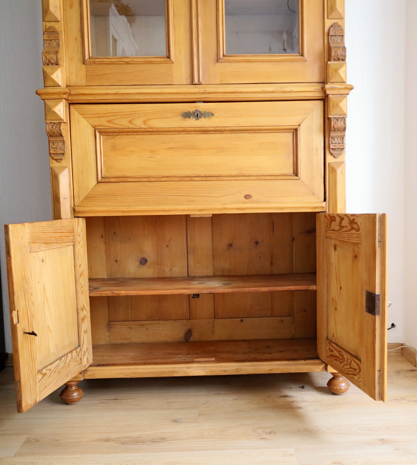 Antiker Sekretär Weichholz Schreibschrank Gründerzeit, restauriert, wohnfertig