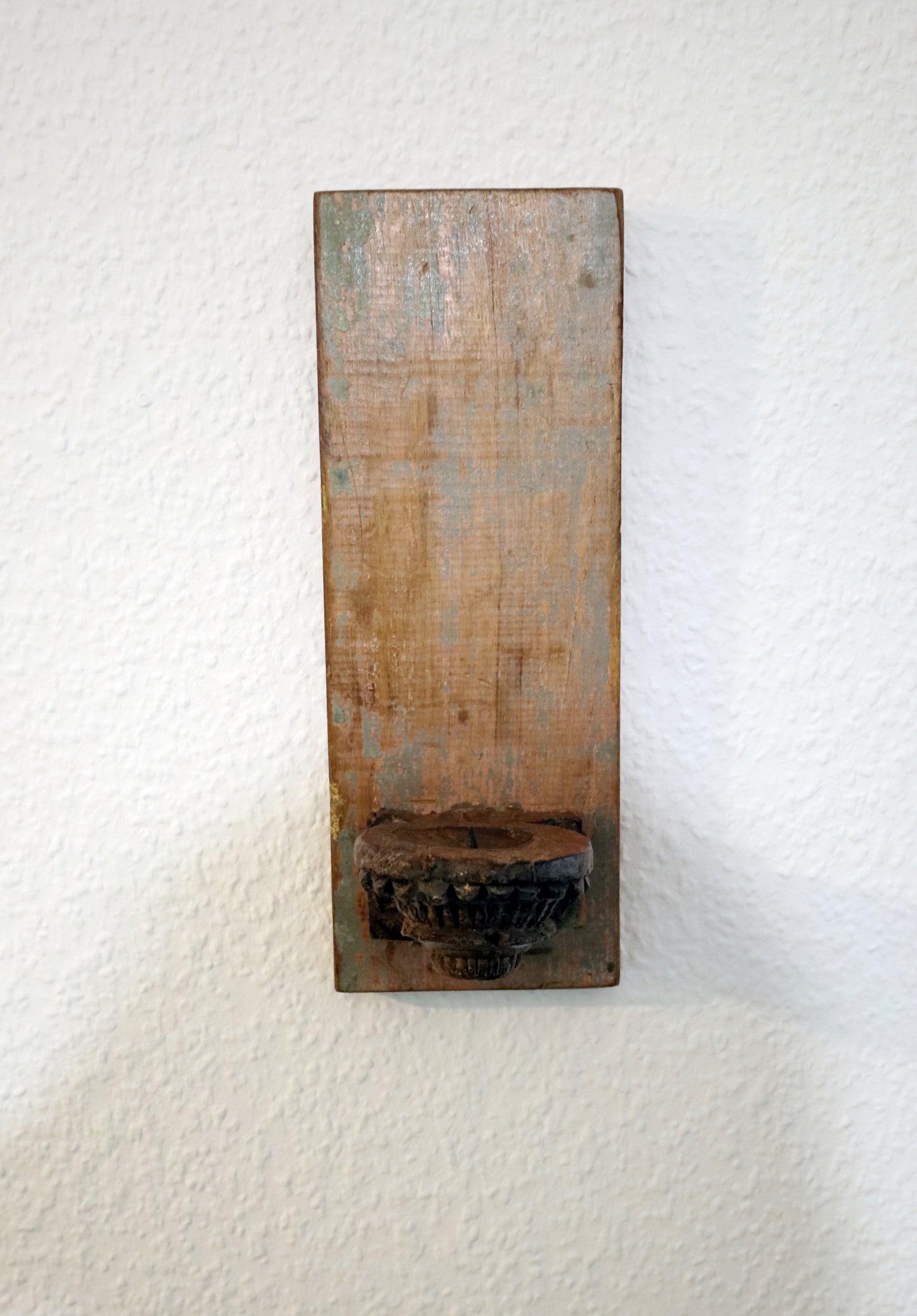 Portacandele / portacandele unico in legno di recupero per la parete