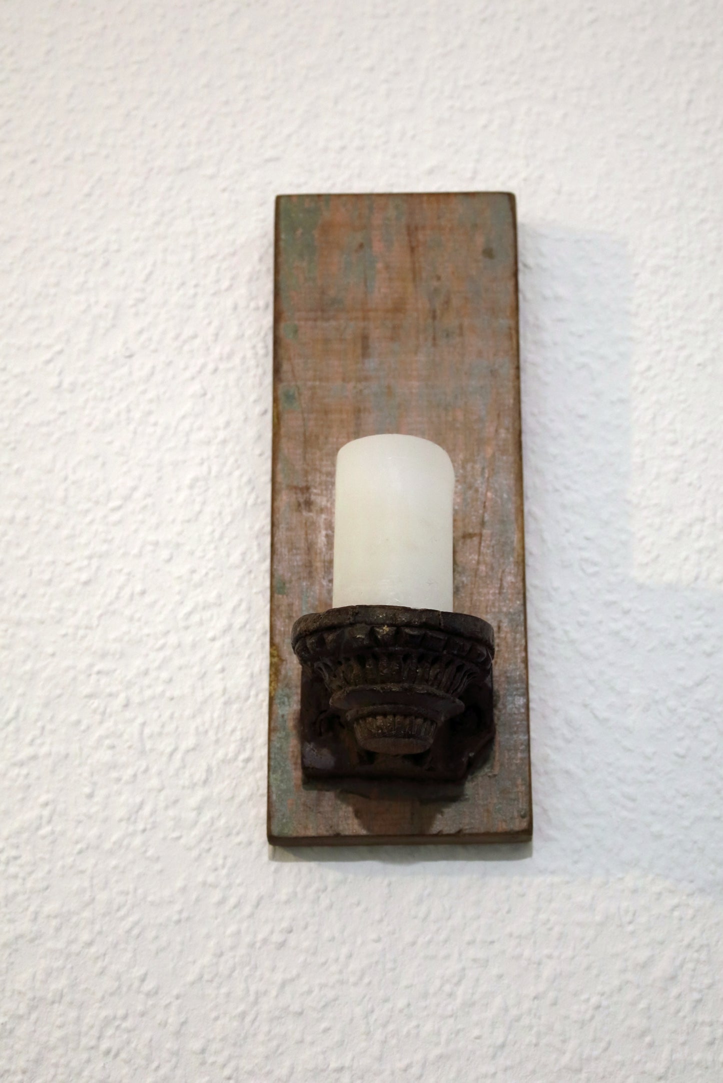 Portacandele / portacandele unico in legno di recupero per la parete