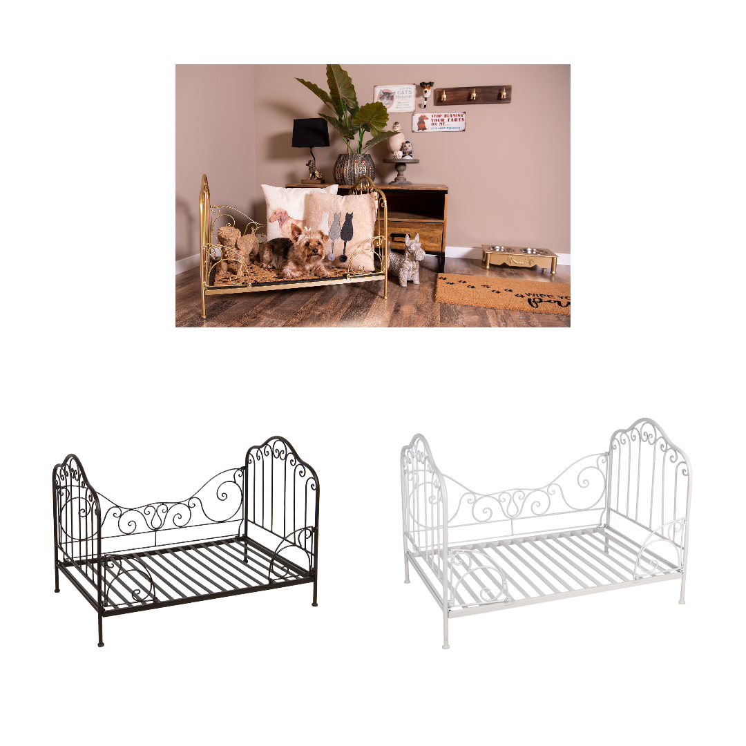 Hundebett aus Metall im Landhaustil