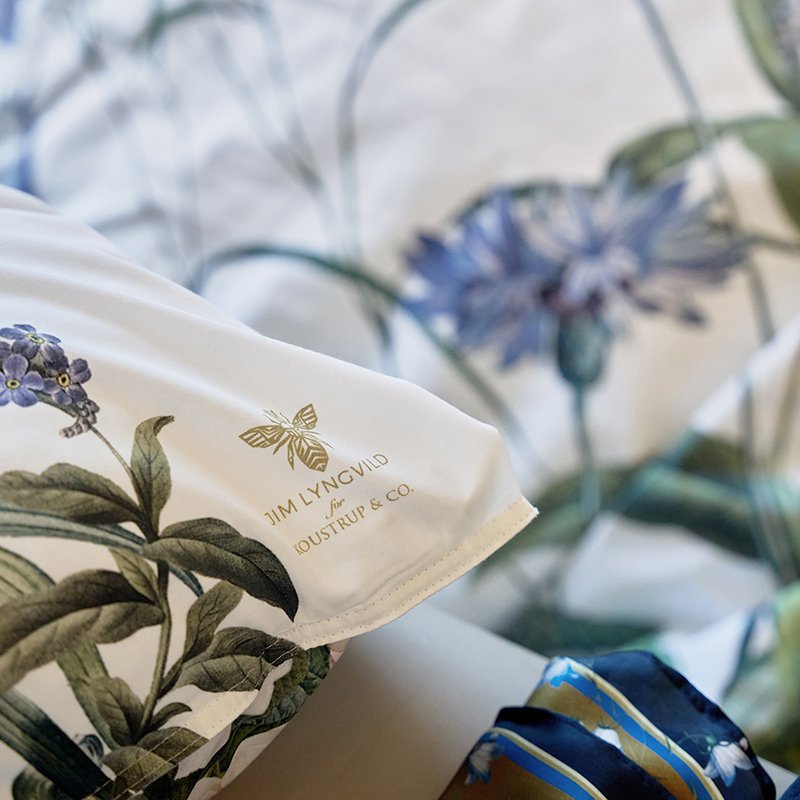 Federa in cotone biologico con fiori blu