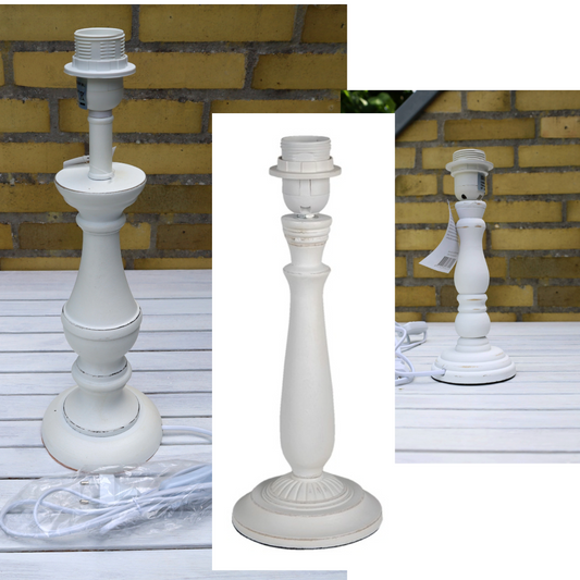 Base della lampada / base della lampada senza paralume in legno bianco, attacco E27
