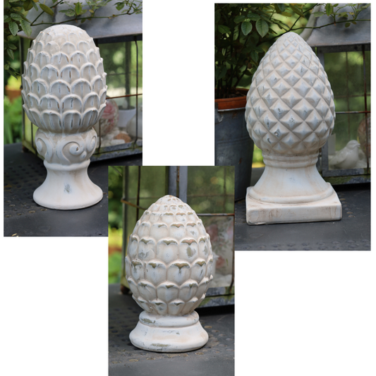 Pigne in terracotta, decorazione da giardino in stile country