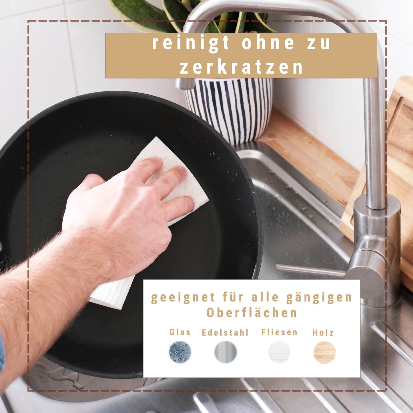 Panno spugna Zero Waste Underwater, 100% cotone/legno organico, compostabile