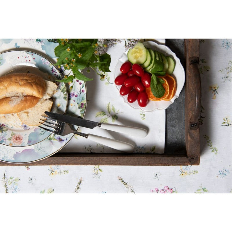 Stoviglie in porcellana, fiori e farfalle pastello blu-bianco, mix &amp; match