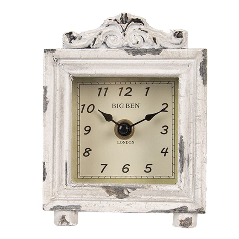 Orologio a pendolo / orologio da tavolo in stile Shabby Chic in bianco-grigio in legno 