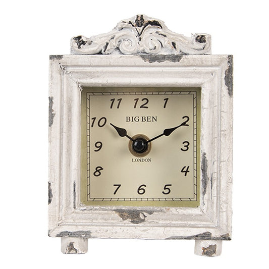Orologio a pendolo / orologio da tavolo in stile Shabby Chic in bianco-grigio in legno 